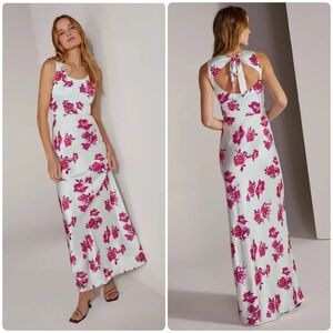 Favorite Daughter Light Blue Maxi Dress with Pink Floral Print
